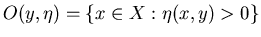 $O(y,\eta )=\{x\in X:\eta(x,y)>0\}$